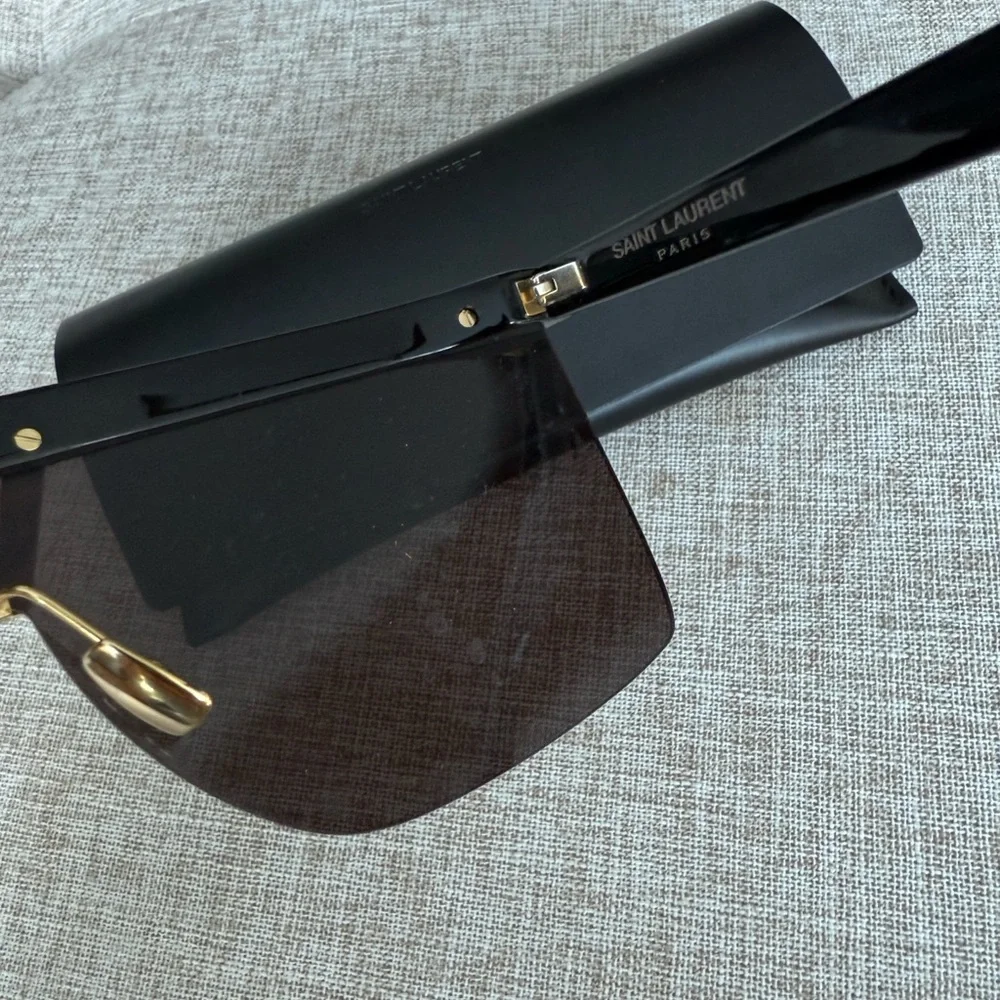 Yves Saint Laurent Black and Gold Sunglasses - Picture 5 of 9